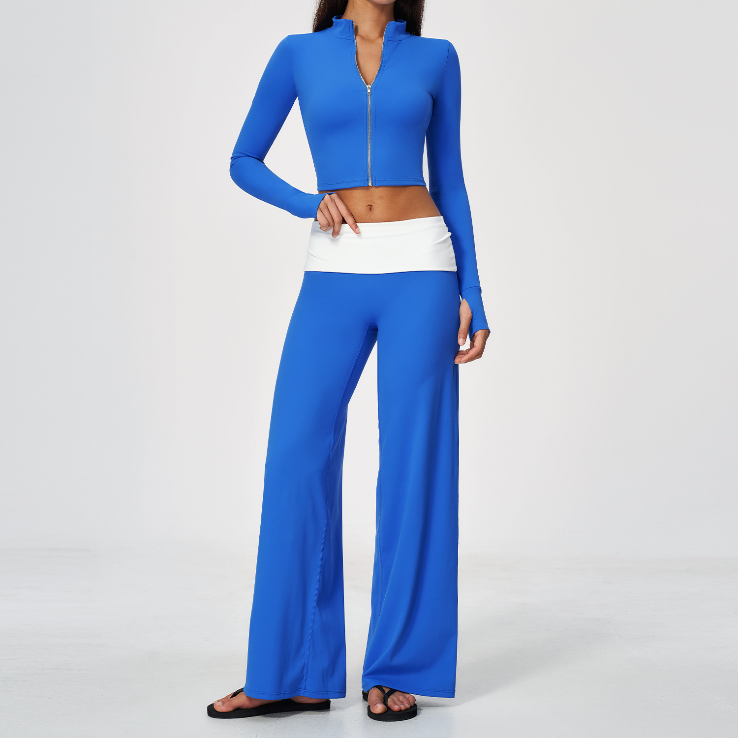 Zip Jacket Wide Leg Pants 2 Pi - Yoga Fitness Yoga ulasan dan harga