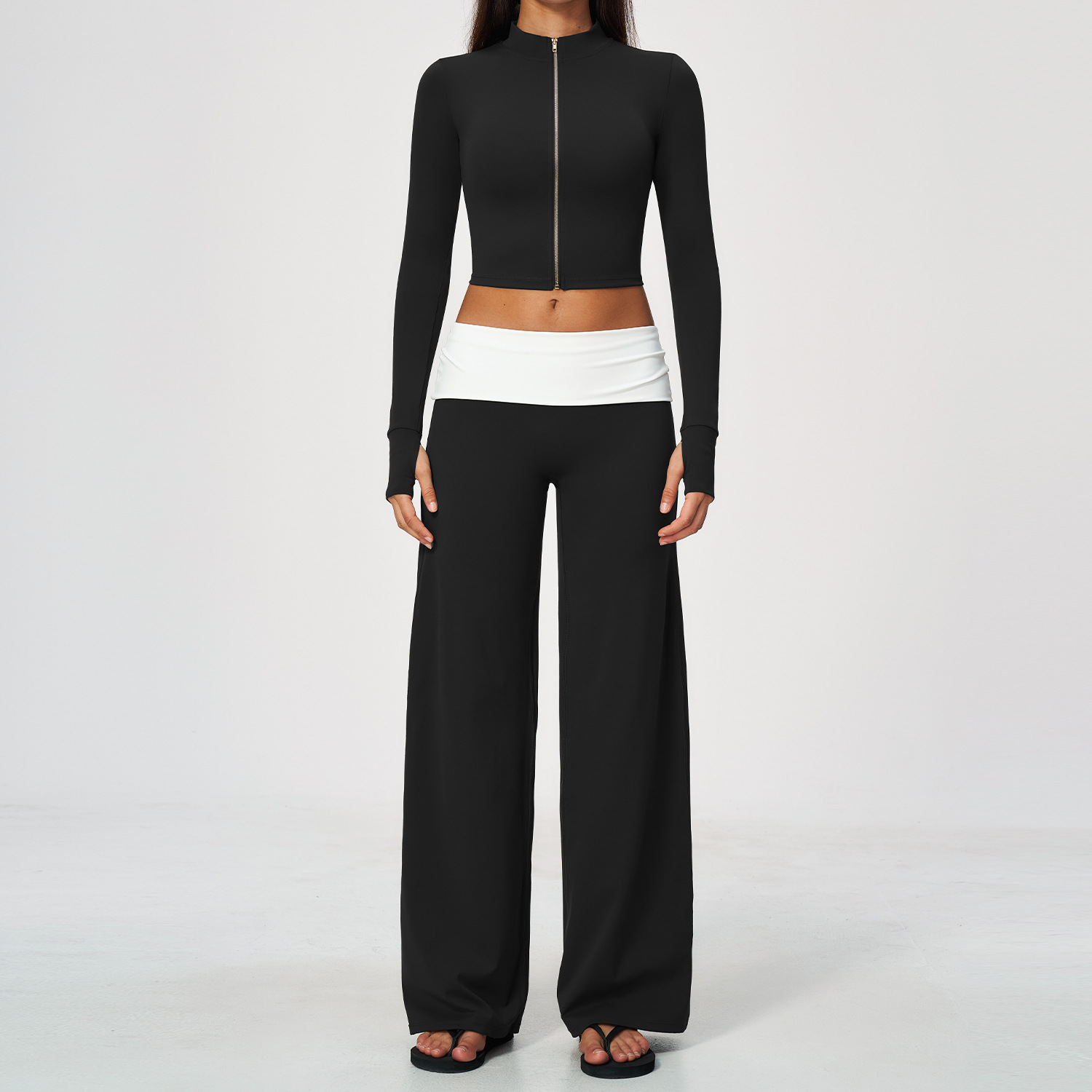 Zip Jacket Wide Leg Pants 2 Pi - Yoga Fitness Yoga ulasan dan harga