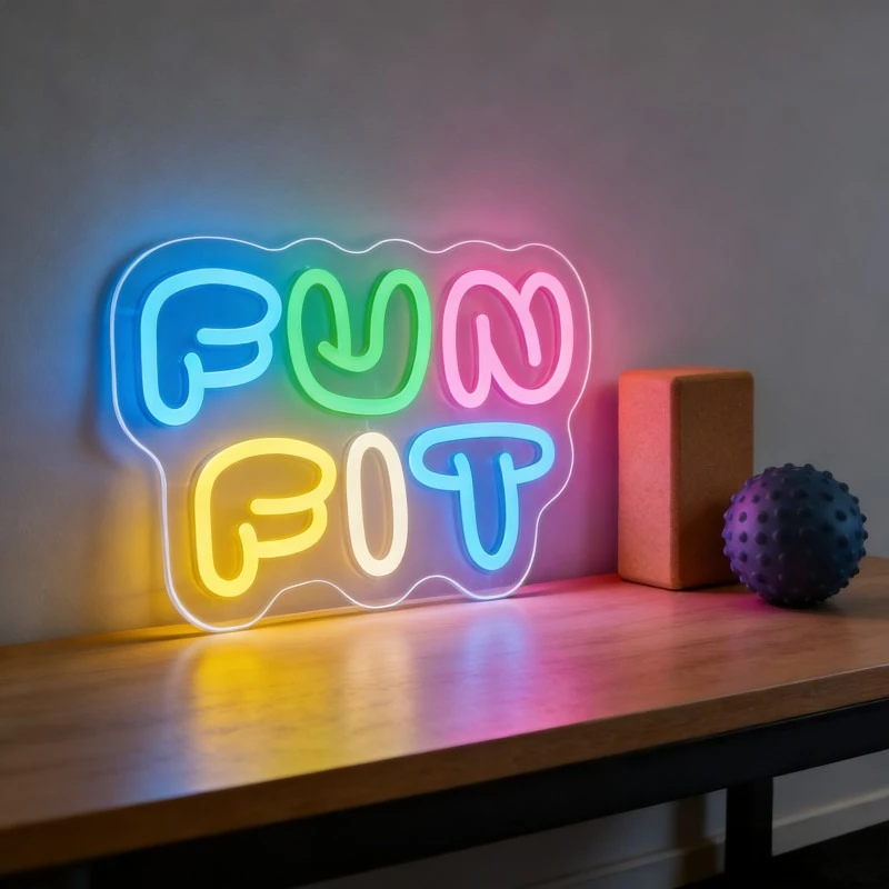 Fun Fit Neon Sign LED Cartoon  - Yoga Fitness Room ulasan dan harga