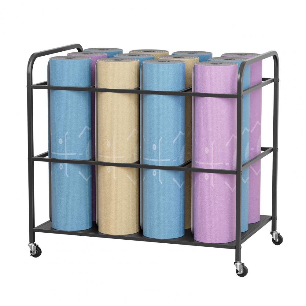 Yoga Mat Storage Rack with Whe - Yoga Fitness Room ulasan dan harga
