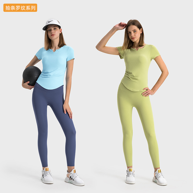 Women's Fashionable Ribbed Sho - Yoga Và Fitness ulasan dan harga