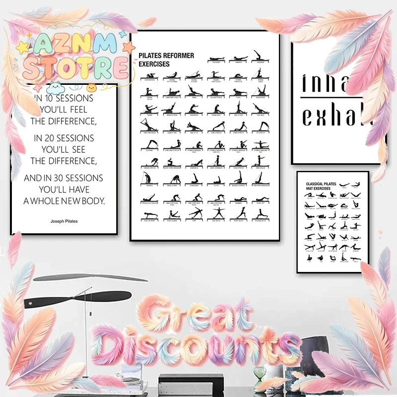 Pilates Workout Chart Poster C - Yoga Fitness Room ulasan dan harga