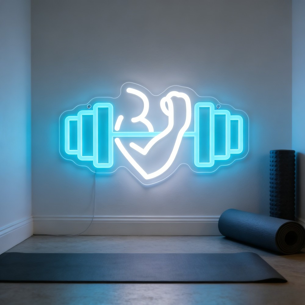 Bicep Dumbbell Neon Sign LED W - Yoga Fitness Room ulasan dan harga